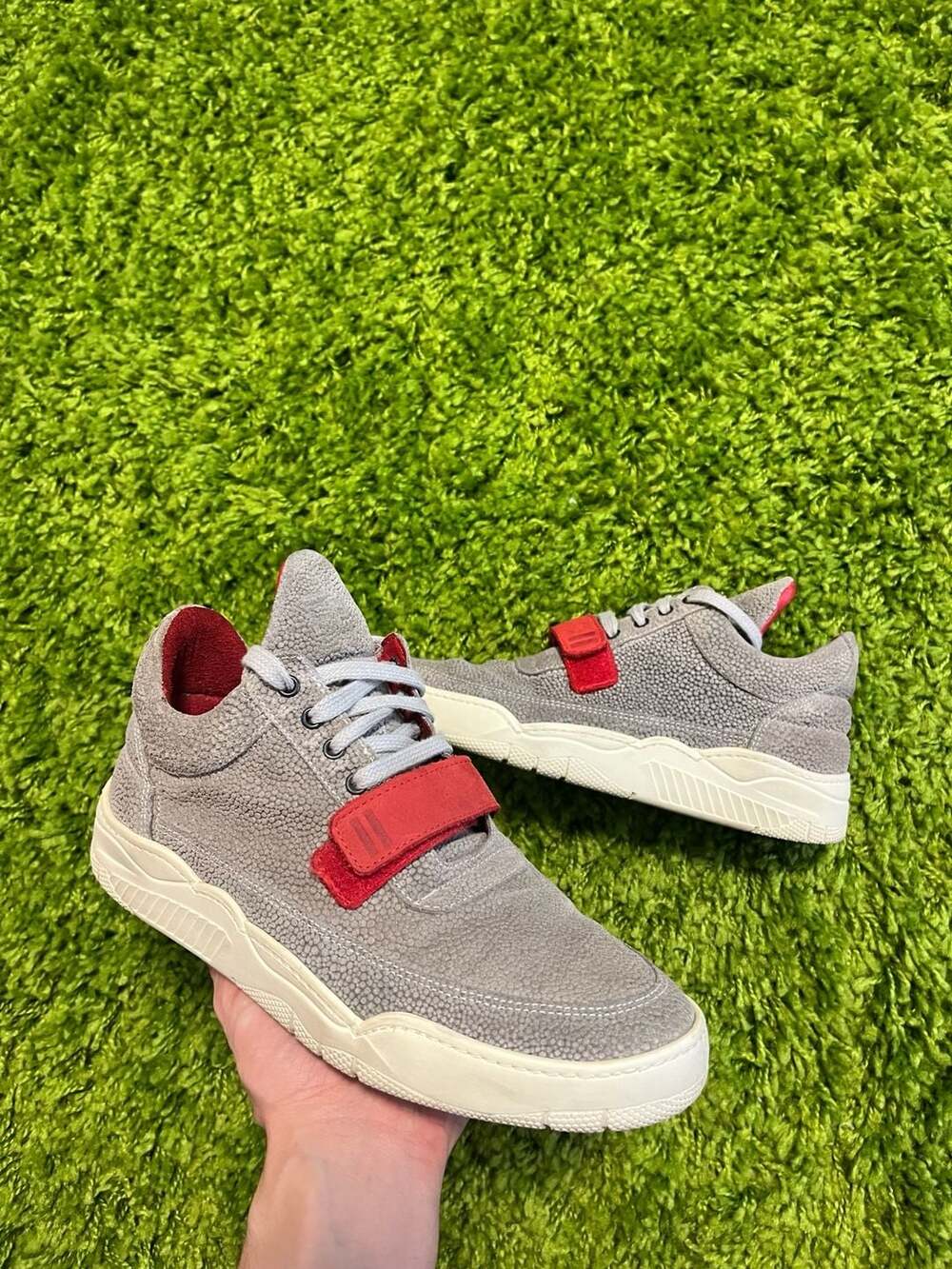 Filling Pieces Low Top Stingray Suede Sneakers with Red Strap